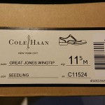 COLE HAAN (NIB)GREAT JONES WINGTIPS SIZE11.5M SEEDLING in COLOR