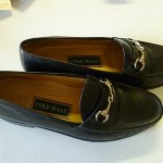 Cole Haan Men’s Slip On Black Leather Shoe With Silver Buckle Size 8M EUC