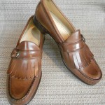 MENS COLE HAAN DRESS SHOES SIZE 9C LIGHT BROWN LEATHER SLIP ON BUCKLE LOAFERS