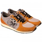 Diesel Mens A-head Gray Brown Casual Lace Up Sneakers Shoes