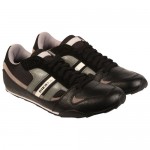 Diesel Mens Gunner Black Casual Leather Lace Up Sneakers Shoes