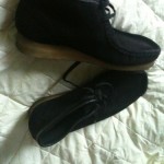 Clarks Wallabee Originals Mens BLACK Suede Shoes Sz 9.5