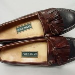 COLE HAAN Men 11.5-D Black Brown Leather Casual Slip On Loafer Shoes