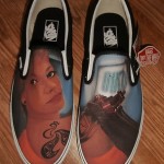 NWT BRAND NEW VANS SLIP ON CUSTOM CULTURE INK’D BLACK WHITE MENS SIZE 12 SHOES !