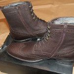 Brand New w Box Hugo Boss Hekkio Leather Wingtip Boots for Men, Size US 7