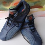 HUGO BOSS BOSS ORANGE Azure blue dress sneakers with platinnum inserts sz 11.5M