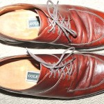 COLE HAAN MOC TOE LEATHER OXFORDS, SIZE 12 M, DARK BROWN LEATHER