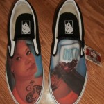 NWT BRAND NEW VANS SLIP ON CUSTOM CULTURE INK’D BLACK WHITE MENS SIZE 11 SHOES !