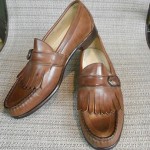 MENS COLE HAAN DRESS SHOES SIZE 9C LIGHT BROWN LEATHER SLIP ON BUCKLE LOAFERS