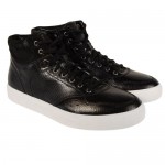 Diesel Mens Invasion Top Black Casual Leather Lace Up High Top Sneakers Shoes