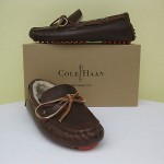 Cole Haan Mens Shoes $198 NEW Air Grant Slip On Moc Brown / Shearling 10.5 M