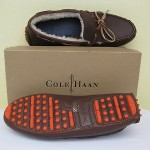 Cole Haan Mens Shoes $198 NEW Air Grant Slip On Moc Brown / Shearling 8 M