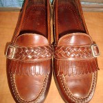 COLE HAAN ~ MENS BROWN DISTRESSED LEATHER LOAFERS W/BRAID TRIM  8M ~ LIKE NU!