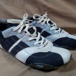 DIESEL Hugo Mens Petrol Blue White Leather athletic shoes sneakers US 12 45 EU