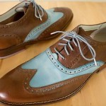 COLE HAAN Men’s Nike Air Blue Brown Leather Oxford Wingtip Dress Shoes Size 9 M
