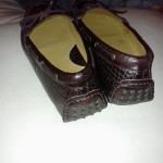 Cole Haan Mens dark brown Gunnison driving moccasin croc print leather size 11