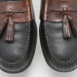 Mens shoes COLE HAAN black brown braided leather slip on tassel loafers sz 9.5 D