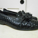 COLE HAAN BRAGANO BLACK WOVEN LEATHER DRIVING SHOES MENS 10.5 W