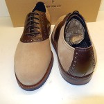 NEW COLE HAAN CARTER MILKSHAKE SUEDE W. DARK BROWN LEATHER TRIM SADDLE OXFORDS