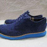 New Cole Haan LunarGrand Wing Tip Shoes, Navy Suede/Topaz,Size 8.5M, Retail $248