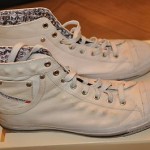 Diesel mens High Top LEATHER Gunmetal sneakers metal studs inlay Sz 45 12 White