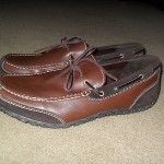 MENS BROWN LEATHER COLE HAAN NIKE AIR WATERPROOF SLIP ON LOAFERS BOAT SHOES 13