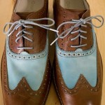 COLE HAAN Men’s Nike Air Blue Brown Leather Oxford Wingtip Dress Shoes Size 9 M