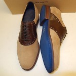 NEW COLE HAAN CARTER MILKSHAKE SUEDE W. DARK BROWN LEATHER TRIM SADDLE OXFORDS