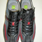 Mens Size 11 Hugo Boss Gray/Black/Red Oxford Sneakers