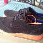 Cole Haan Lunargrand Wingtip Brown Suede Orange Lunarlon Sole MINT!!! Sz 10.5