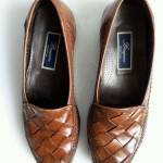 Men’s Cole Haan Bragano Brown Woven Leather Slip On Loafers ITALY Size 11M