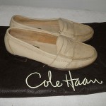 MENS COLE HAAN PENNY LOAFERS BEIGE SLIP ON SHOES SIZE 10.5 D W/L DOUBLE DUSTBAG