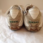 Diesel White Leather Mens Sneaker With Green Stitchingsize Us 11