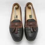 Mens shoes COLE HAAN black brown braided leather slip on tassel loafers sz 9.5 D