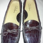 Cole Haan Mens dark brown Gunnison driving moccasin croc print leather size 11