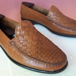 Mens COLE HAAN RESORT Tan Woven Leather Slip-On Loafers 10D