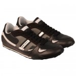 Diesel Mens Gunner Black Gray Casual Leather Lace Up Sneakers Shoes