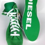 NWT DIESEL FASHION DESIGNER MEN GREEN LEATHER SUEDE HI TOP SNEAKER SHOES size 10
