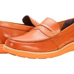 COLE HAAN Mens LunarGrand Penny Loafer Shoes Woodbury/Orange Leather