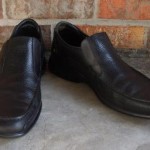 SZ 10.5 COLE HAAN NIKE AIR BLACK LEATHER LOAFERS EC