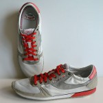Men’s Diesel ‘Pass On’ Red and Gray Leather Fashion Sneakers, size 13 M