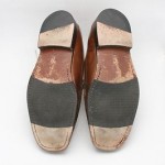 Mens shoes COLE HAAN tan burnished leather slip on loafers sz 11 M