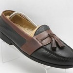 Mens shoes COLE HAAN black brown braided leather slip on tassel loafers sz 9.5 D