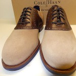 NEW COLE HAAN CARTER MILKSHAKE SUEDE W. DARK BROWN LEATHER TRIM SADDLE OXFORDS