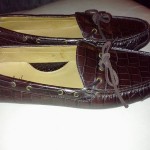 Cole Haan Mens dark brown Gunnison driving moccasin croc print leather size 11