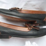 COLE HAAN BLACK AND BROWN LEATHER KILTI TASSEL LOAFERS SIZE 9.5 B