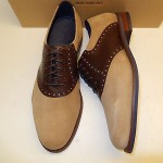 NEW COLE HAAN CARTER MILKSHAKE SUEDE W. DARK BROWN LEATHER TRIM SADDLE OXFORDS