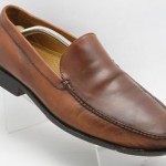Mens shoes COLE HAAN tan burnished leather slip on loafers sz 11 M