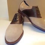 NEW COLE HAAN CARTER MILKSHAKE SUEDE W. DARK BROWN LEATHER TRIM SADDLE OXFORDS