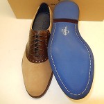 NEW COLE HAAN CARTER MILKSHAKE SUEDE W. DARK BROWN LEATHER TRIM SADDLE OXFORDS